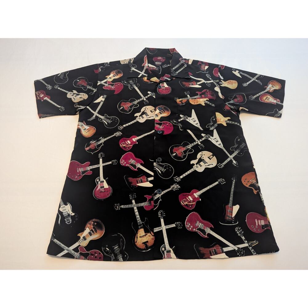 Gibson Tour Wear by Dragonfly Guitars All Over S/S Button Down Shirt Men's Large